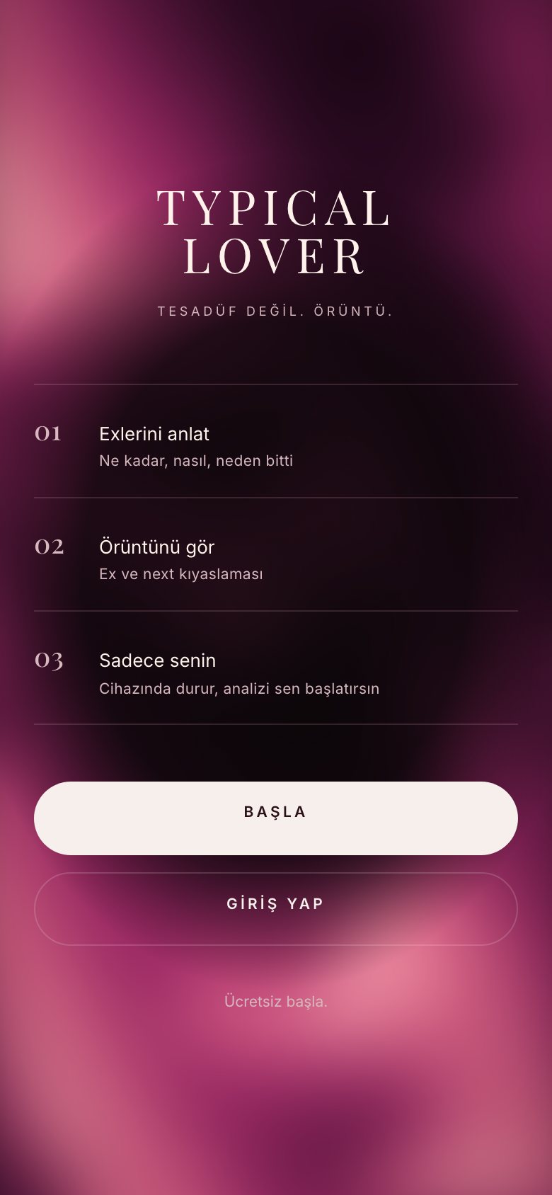 Typical Lover açılış ekranı